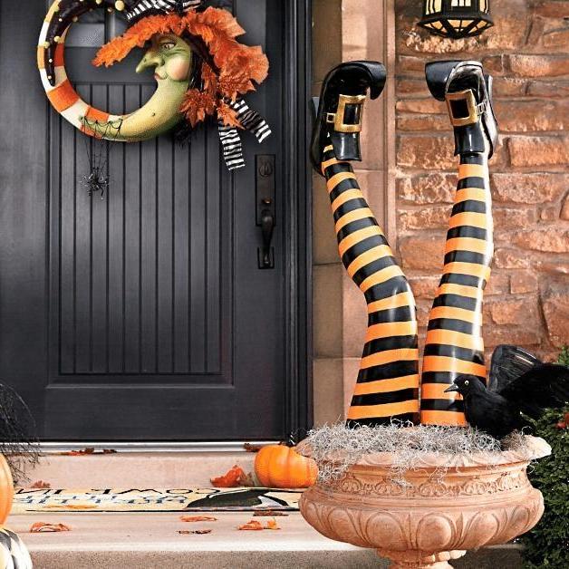 Witch Leg Stakes Kit Of Two Yard Halloween Decorations Front Porch Decor Fall 2026 Whimsical Display