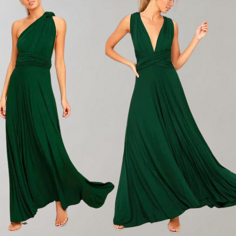 Elegant Long Sleeve Maxi Dress with Adjustable Wrap Overlay for Women - Versatile and Comfortable for Any Occasion-2