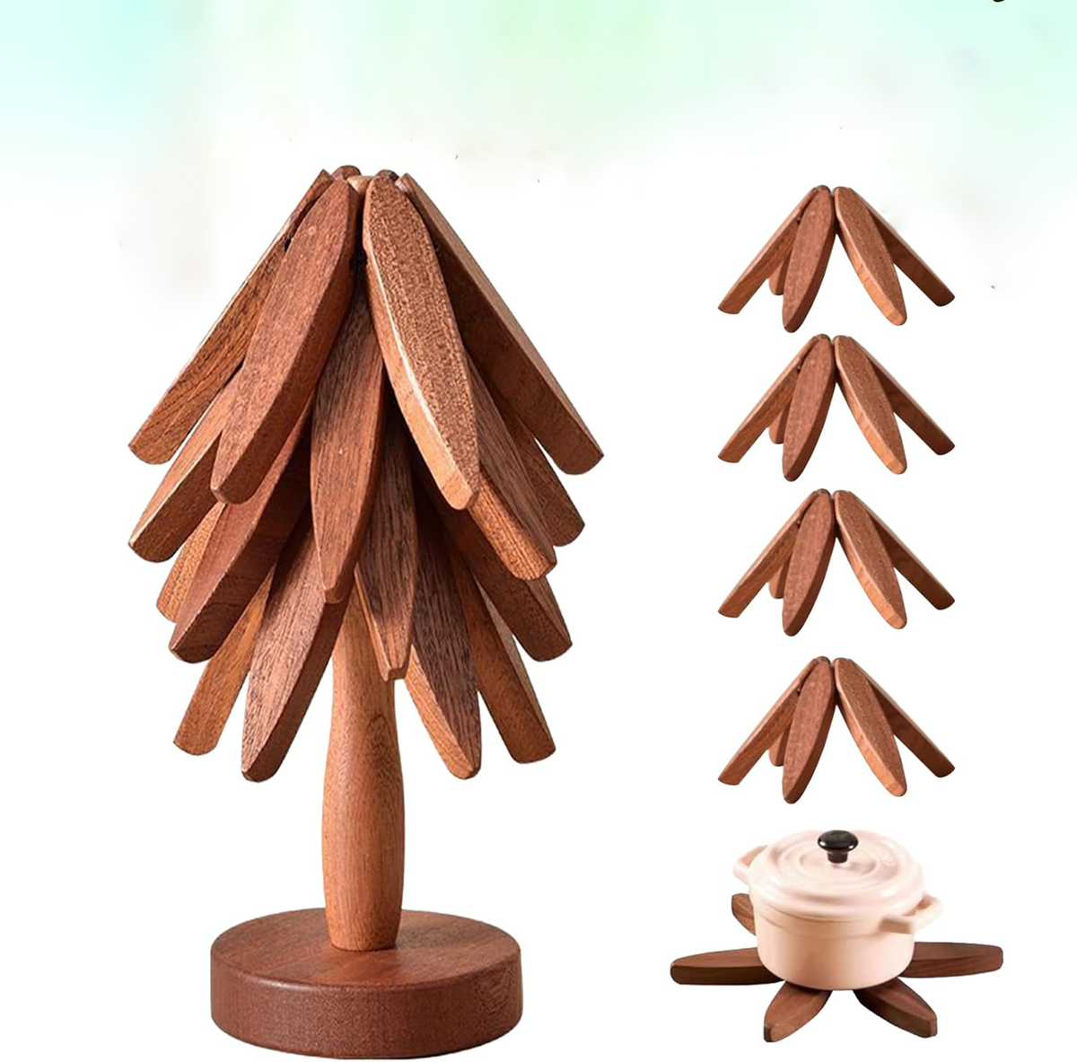 Wooden Trivet Tree Kit Interlocking Design For Heat Protection Spring 2026 Decor Gift