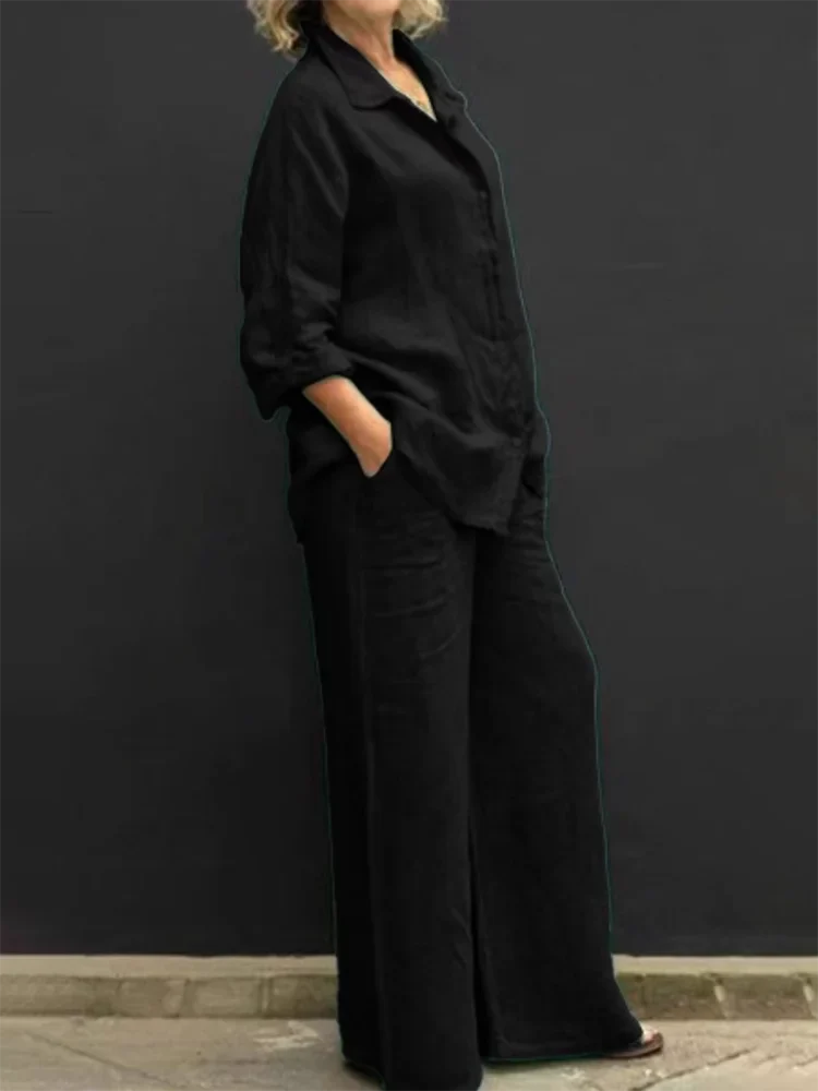 Bequemes Damen Leinen Set – weites Oberteil mit passender Hose, atmungsaktiv, für Alltag und besondere Anlässe 6