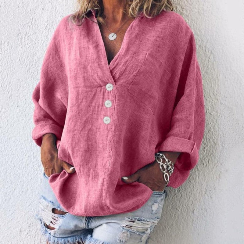 Breathable women's blouse – lightweight linen, effortless summer tops for women, for casual outings 4