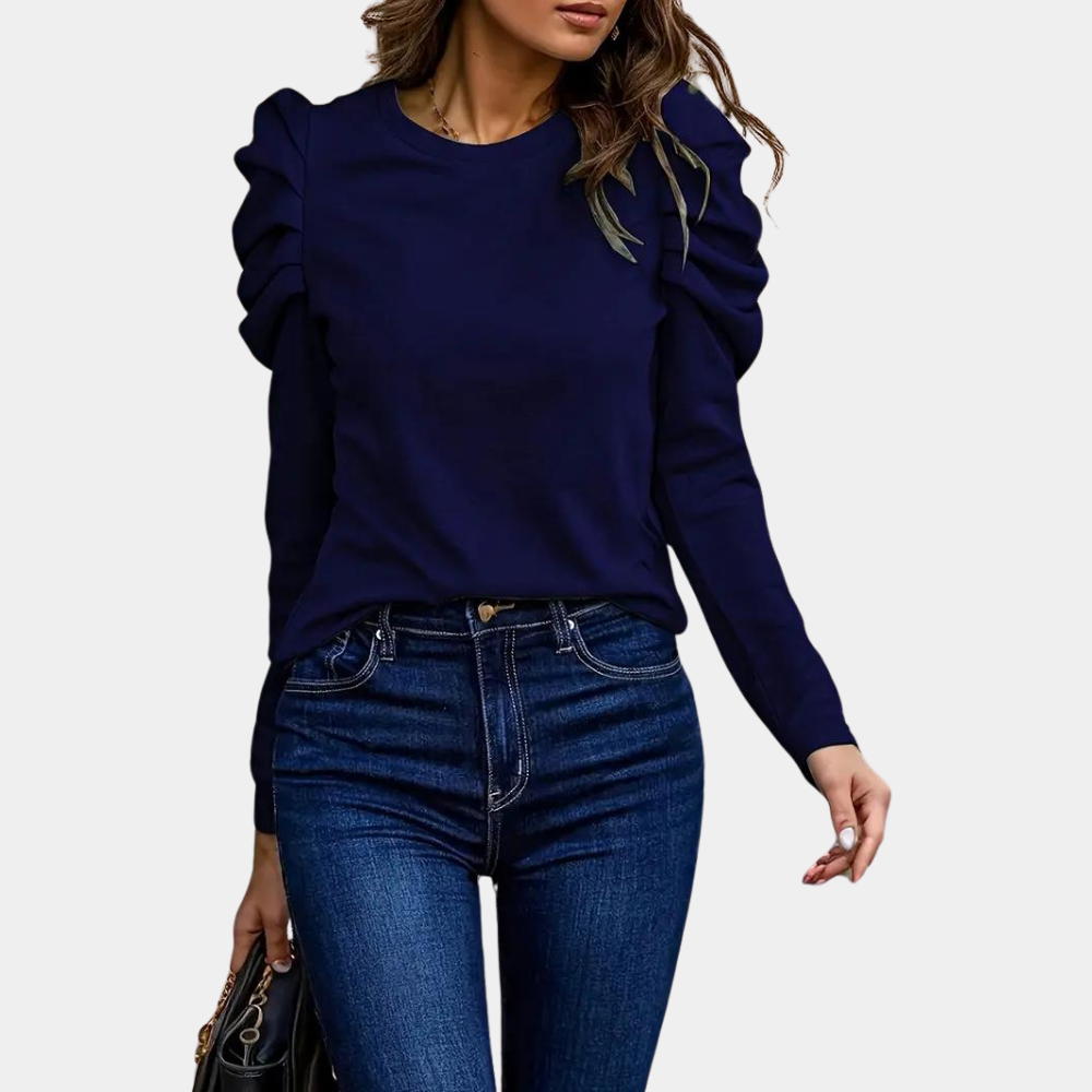 Breathable women's blouse – puff sleeve design, polyester, for casual or work 4