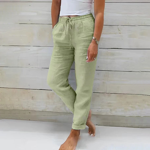 Breathable women's straight-leg pants – relaxed fit, cotton blend, for casual spring and summer outings 5