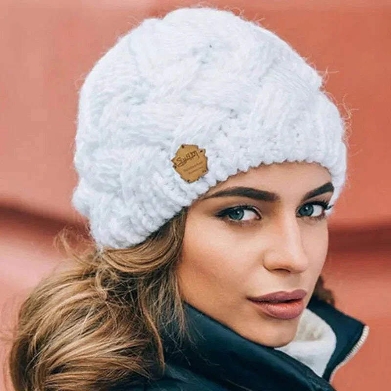 Warm Women's Knit Beanie - Cable Slouchy Cut, Plush Wool