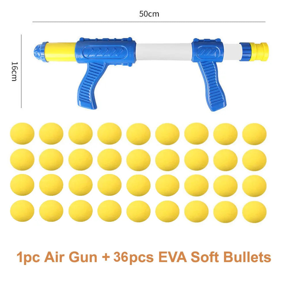 Foam Ball Gun Kids Air Powered Plush Bullet Shooter Toy Desktop Indoor Outdoor Fall 2025 Safe EVA Play