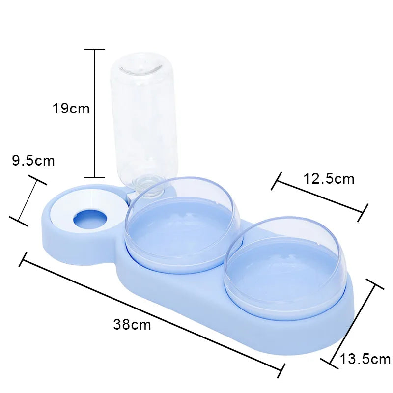 Raised Pet Feeding Station Tilted 3-Bowl Design With 500ML Water Bottle Fall 2025 Comfort-Grip Spine Protection
