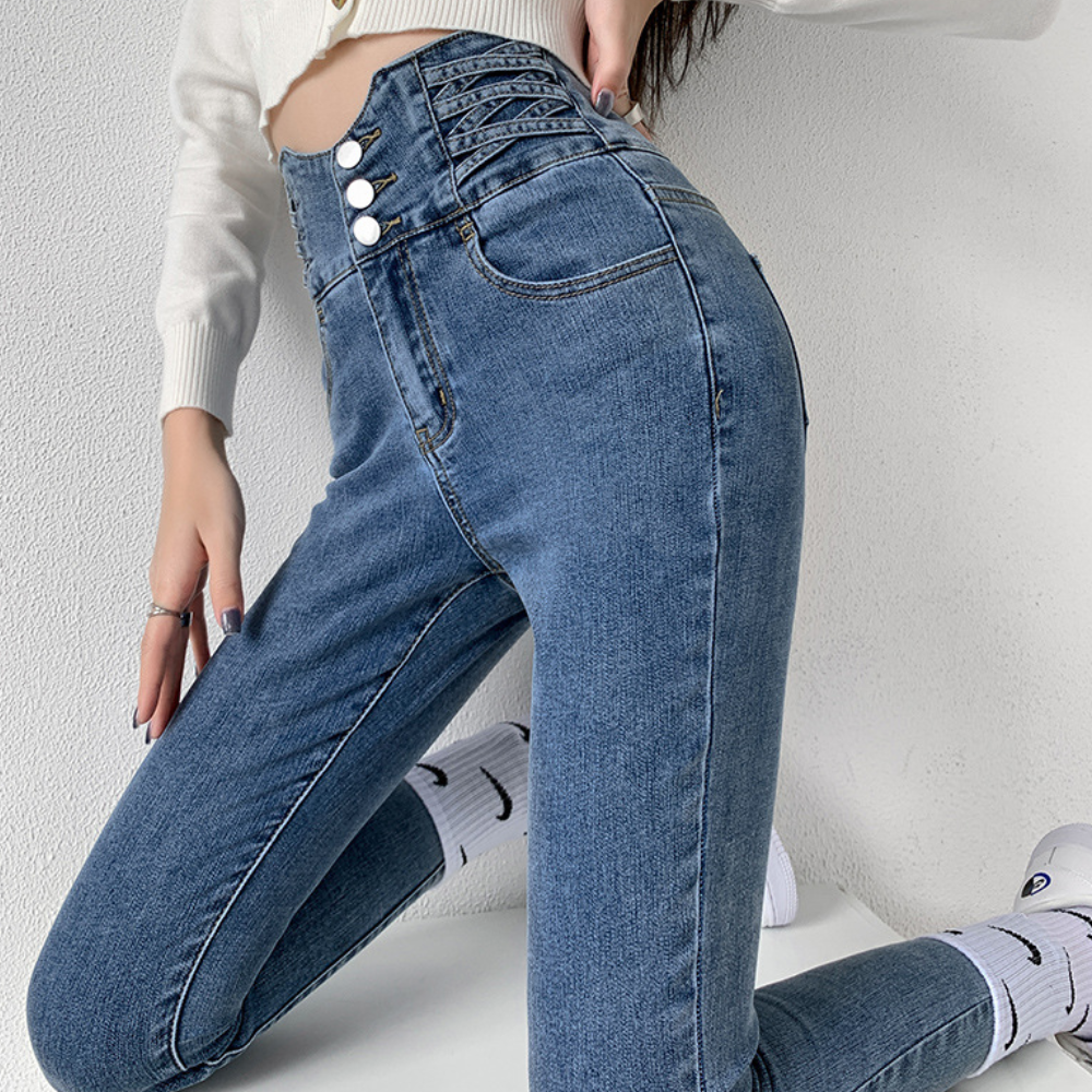 Hochtaillierte, figurbetonte Damenjeans – klassisch, robust, für den Alltag 8