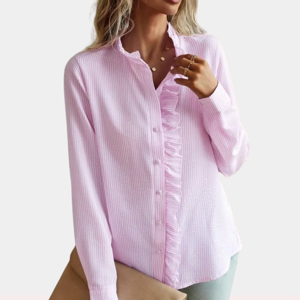 Lightweight women’s striped summer blouse – casual fit, polyester, for warm weather 6