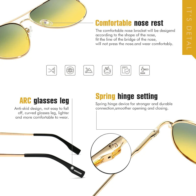Multifunktionale Unisex Pilotensonnenbrille – photochromatische, polarisierte Gläser, für Tag- und Nachtfahrten 6