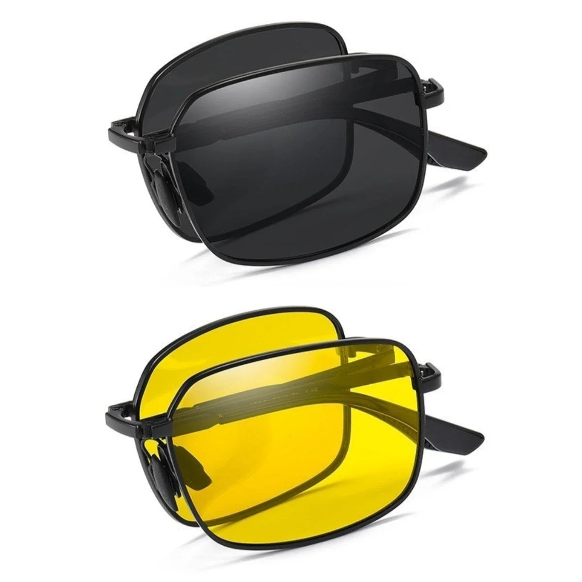 Folding Polarized Sunglasses 2 Pack Dual Use Driving Day Night Color Changing Square Frame Spring 2026 Trend