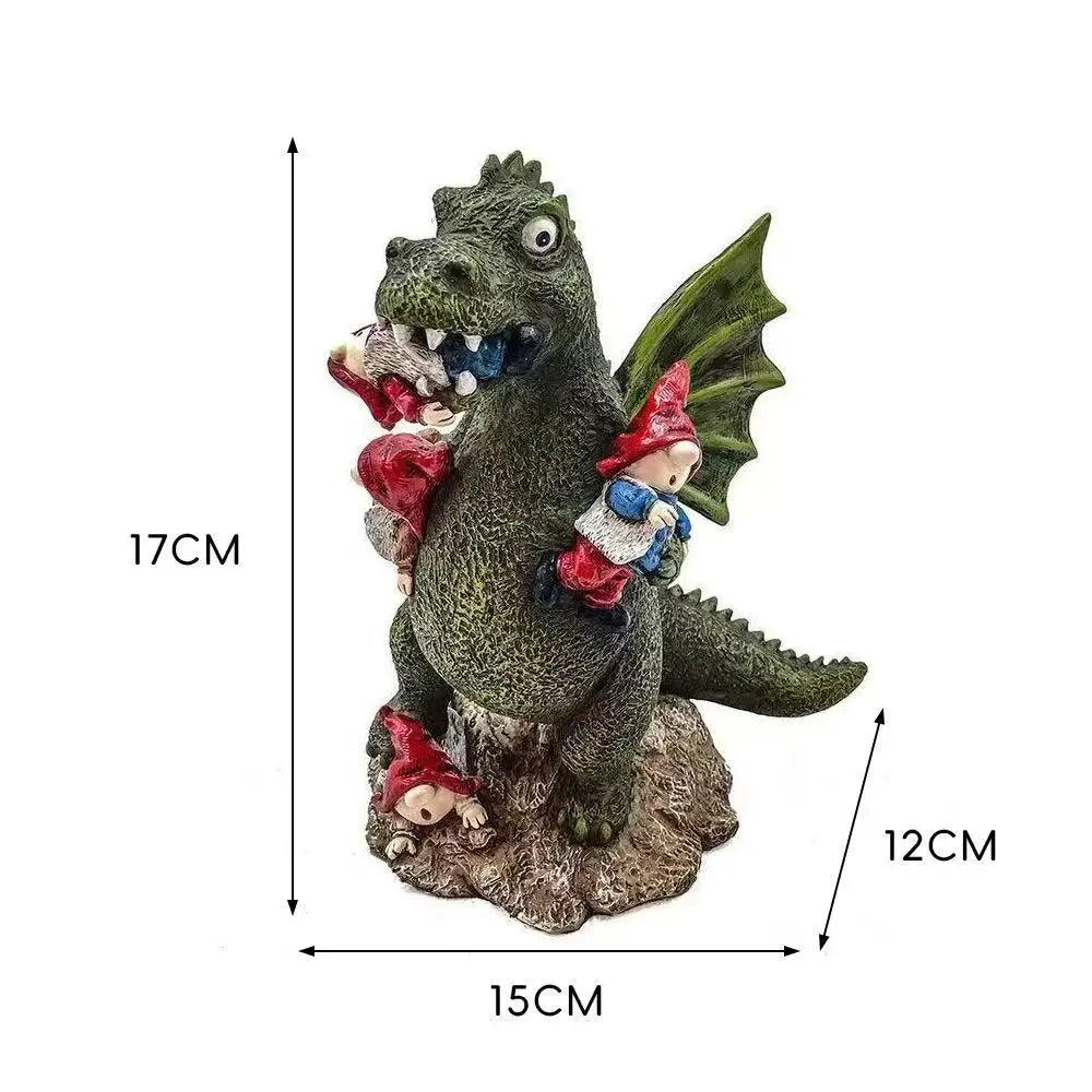 Statue Dinosaur 17cm Resin Garden Figurine - Humorous Fantasy Sculpture for Outdoor Decor, TikTok Viral Fall 2026 Gift