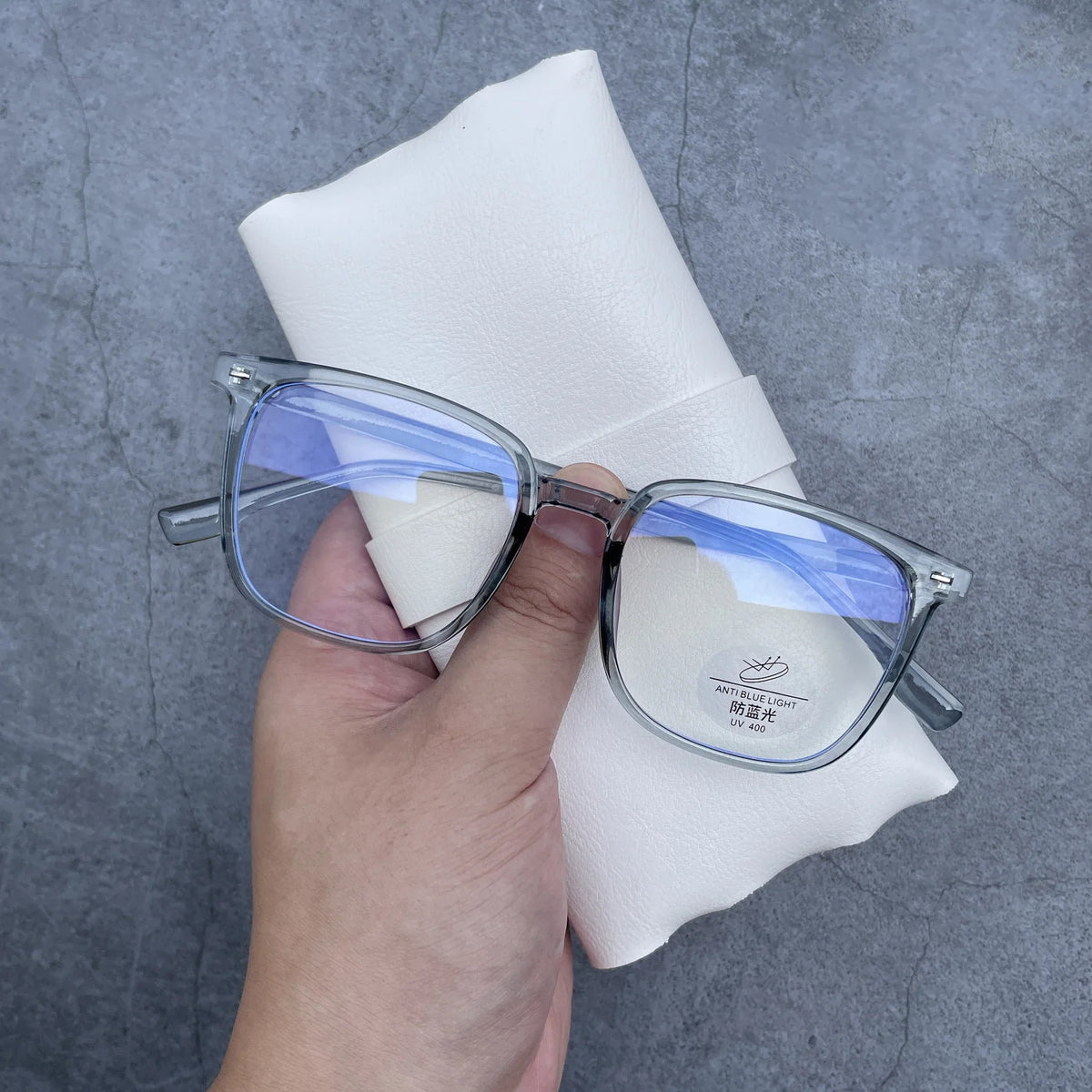Light Blue Blocking Glasses Frame Black Square Rectangle Computer Eyewear Back To School 2026 Eye Strain Relief
