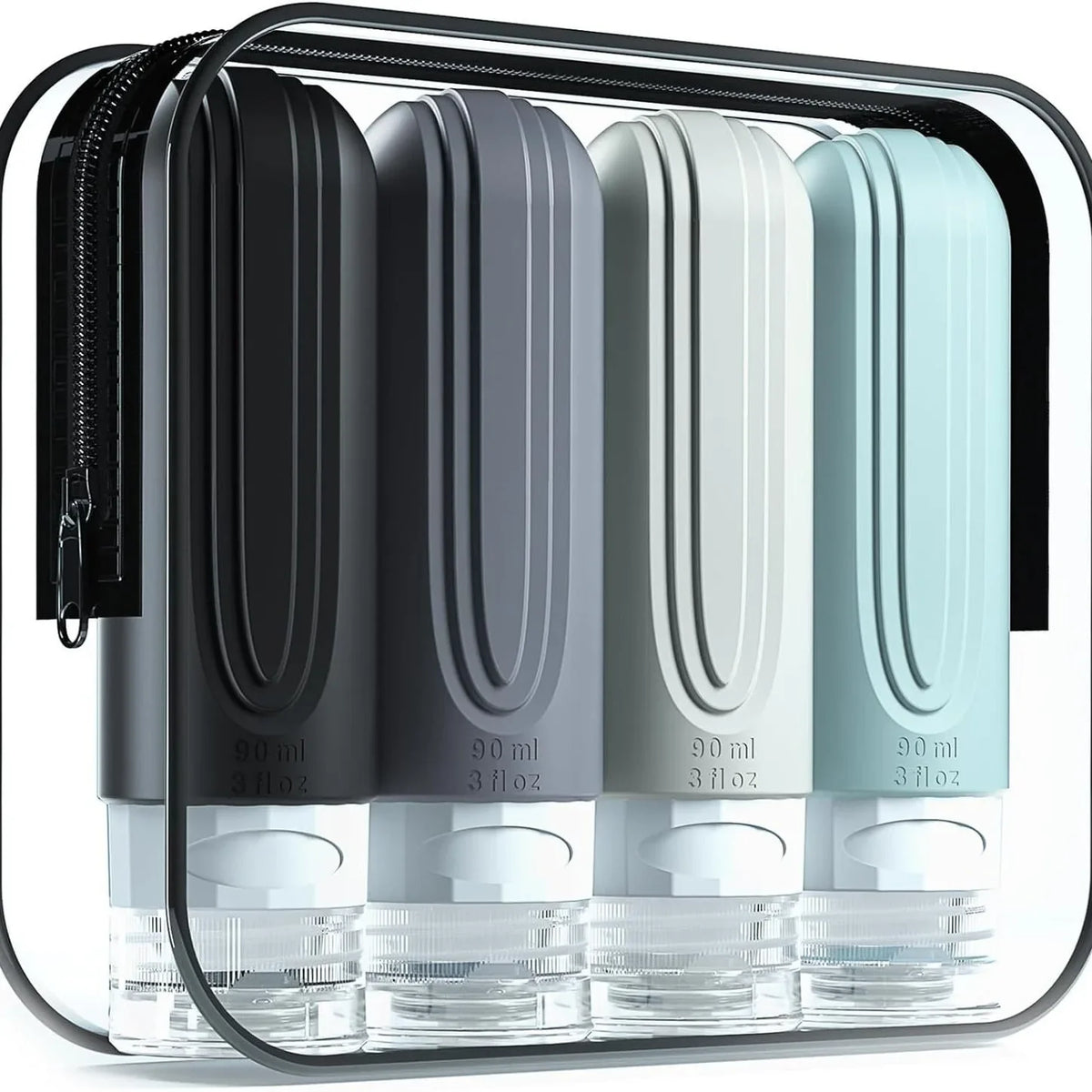 Silicone Travel Bottles Kit Leakproof Refillable Squeeze Containers For Shampoo Conditioner Lotion 90ml