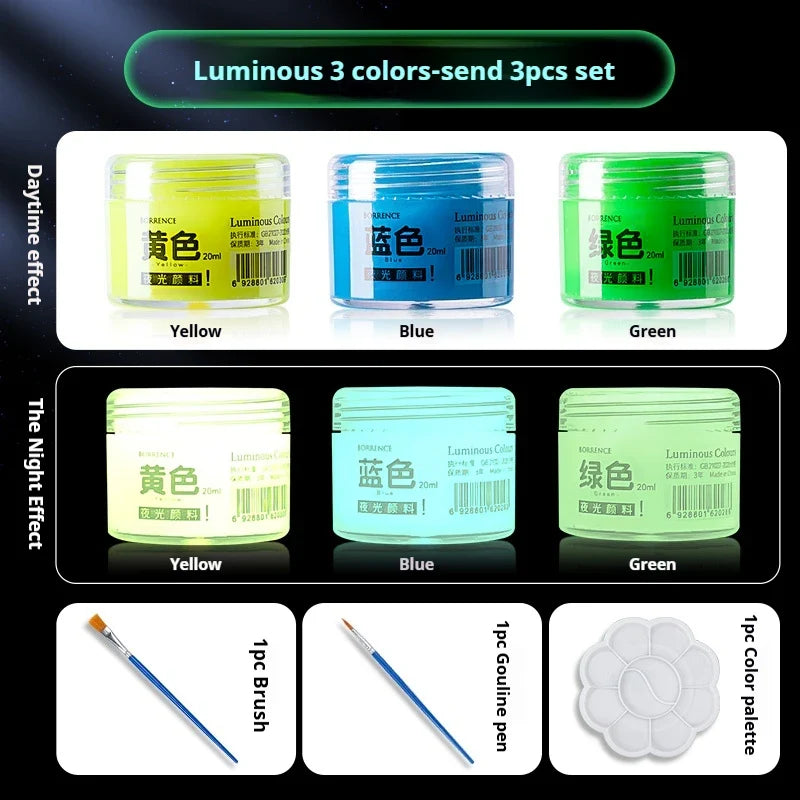 Glow2026 Edition In The Dark Pigment - Luminous Fluorescent Acrylic Paint Kit for DIY Graffiti, Bags and Shoes - TikTok Viral