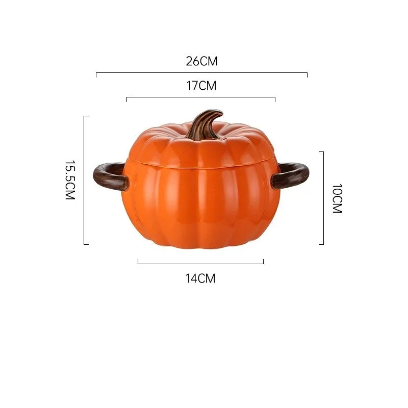 Ceramic2025 Edition Soup Pot Pumpkin Lid Porcelain Large Fall