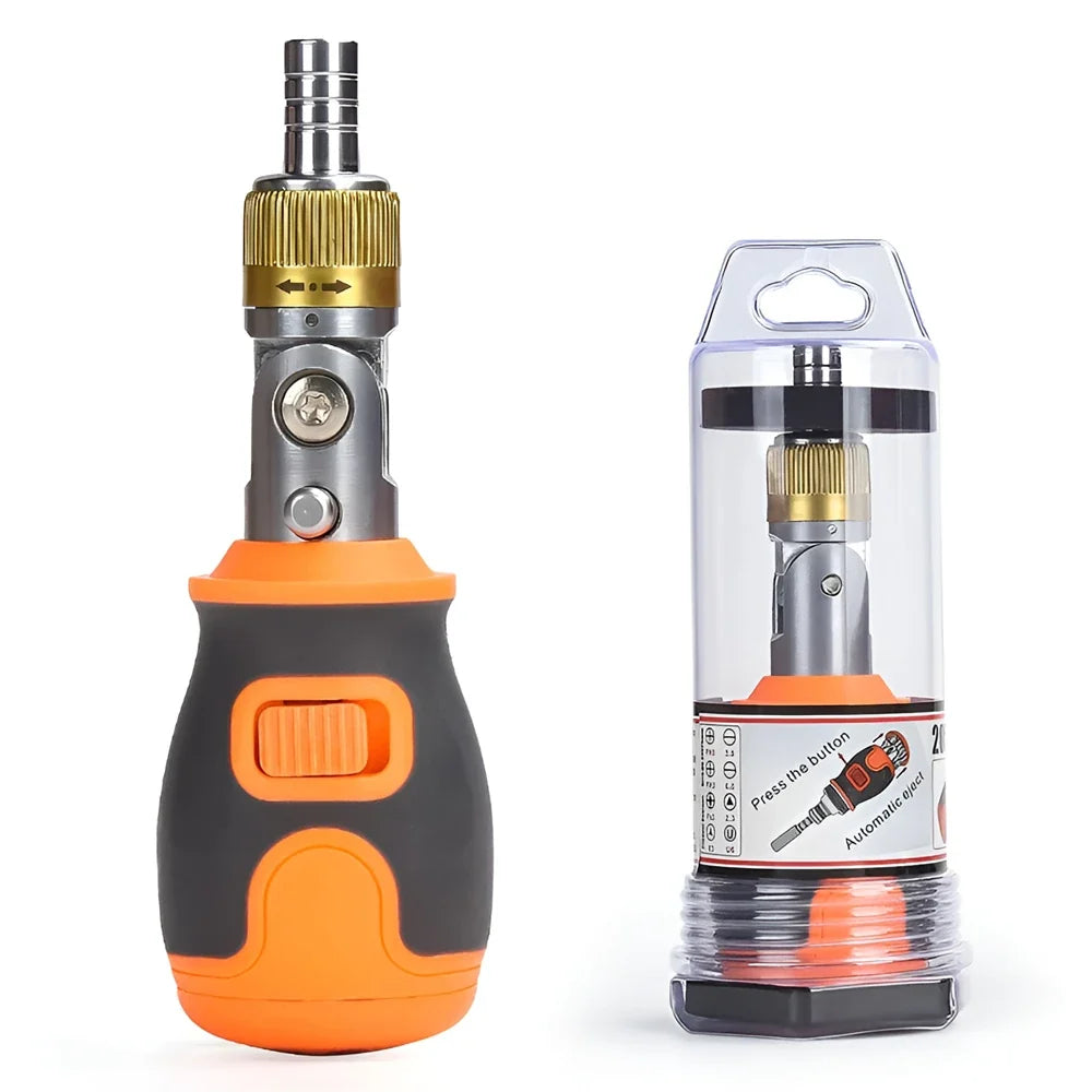 Travel-Friendly 8-in-1 Mini Ratchet Screwdriver Kit - Magnetic Multi-Tools for Household Use