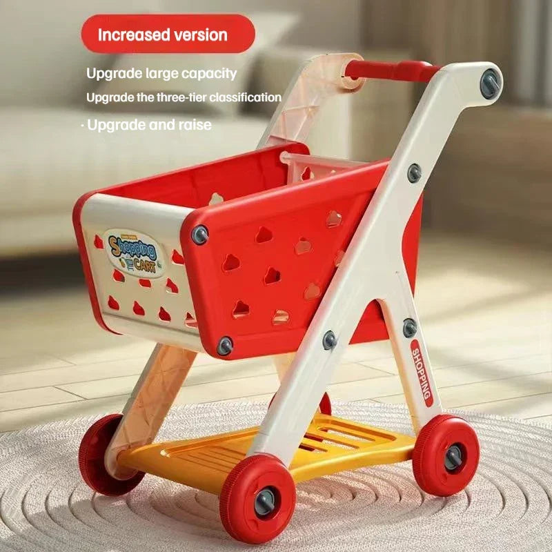 Cart Shopping Toy Push Along Grocery Trolley Kids Pretend Play Supermarket Back To School 2025 Early Education Gift