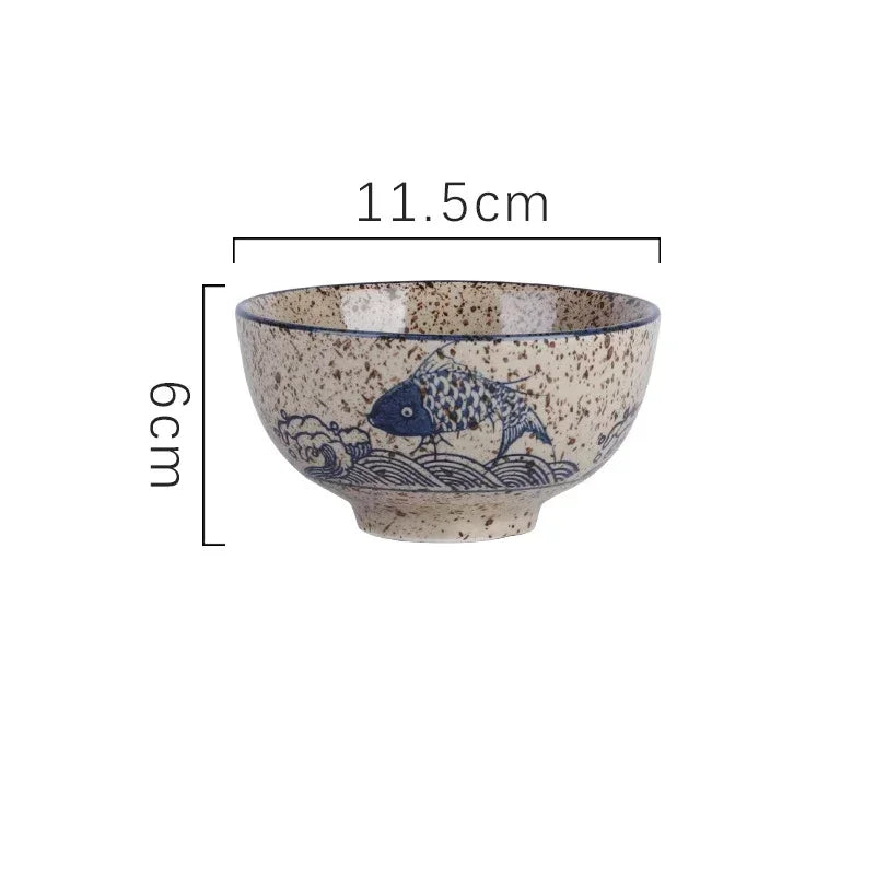 Ceramic 4.5 Inch Japanese Rice Bowl Retro Household Tableware