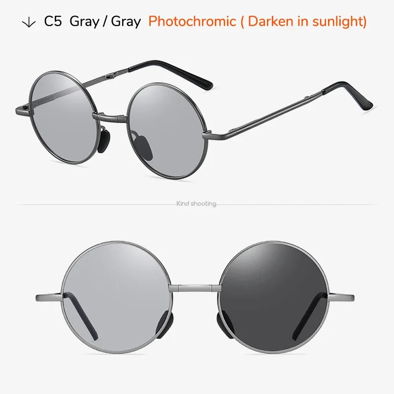 Sunglasses Photochromic Foldable Polarized Round Frame Summer 2026 Glare Reduction for Driving