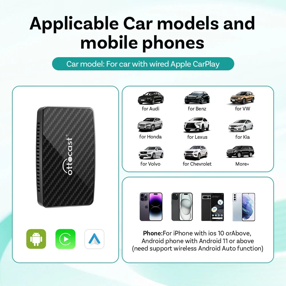 CarPlay Box Cordless AI Car Adapter Built In YouTube Netflix Android Auto 5G WiFi Fall 2025 For Most Cars