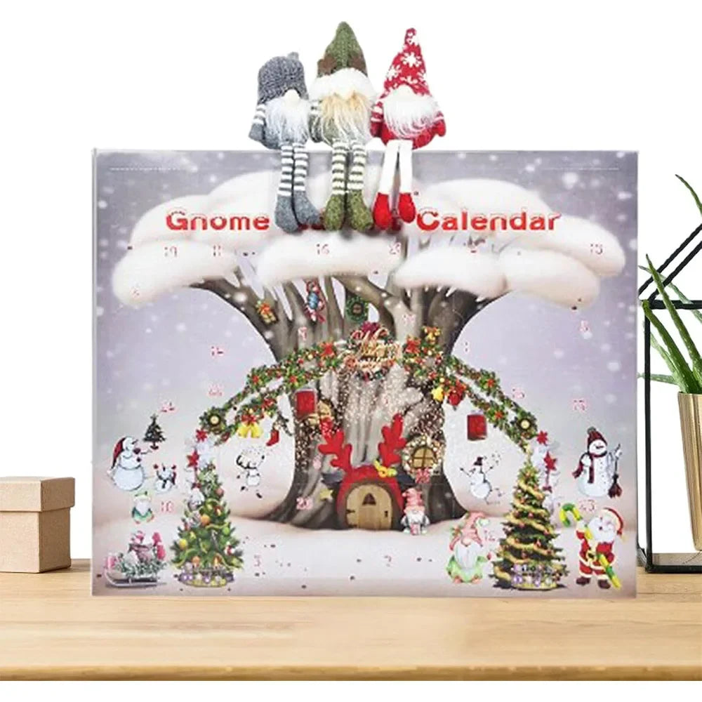 Scandinavian Holiday Decor with 3 Collectible Tomte Figures – Plush Christmas Gnome Countdown Calendar