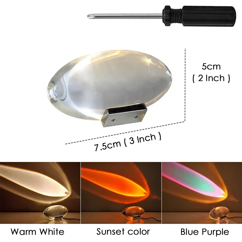 Table LED Lamp Crystal Projector Oval Glass Bedside Lamp Fall 2025 Halloween Mood Lighting Decor