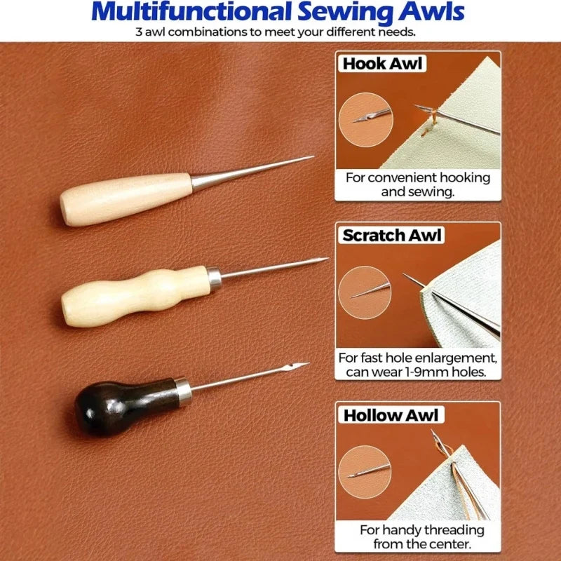 Leather Sewing Kit Orange All-in-One Leather Stitching Tools Kit Fall 2026 Upholstery Repair DIY Project