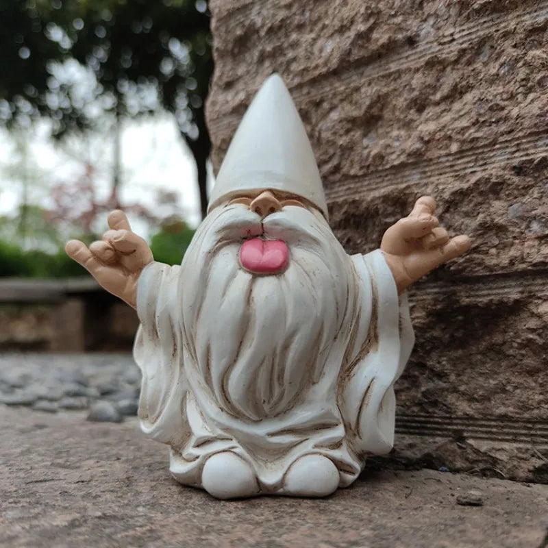 Gnome Garden Statue Resin Funny Tongue Out Outdoor Ornament For Patio Decor All-Season Yard Accent