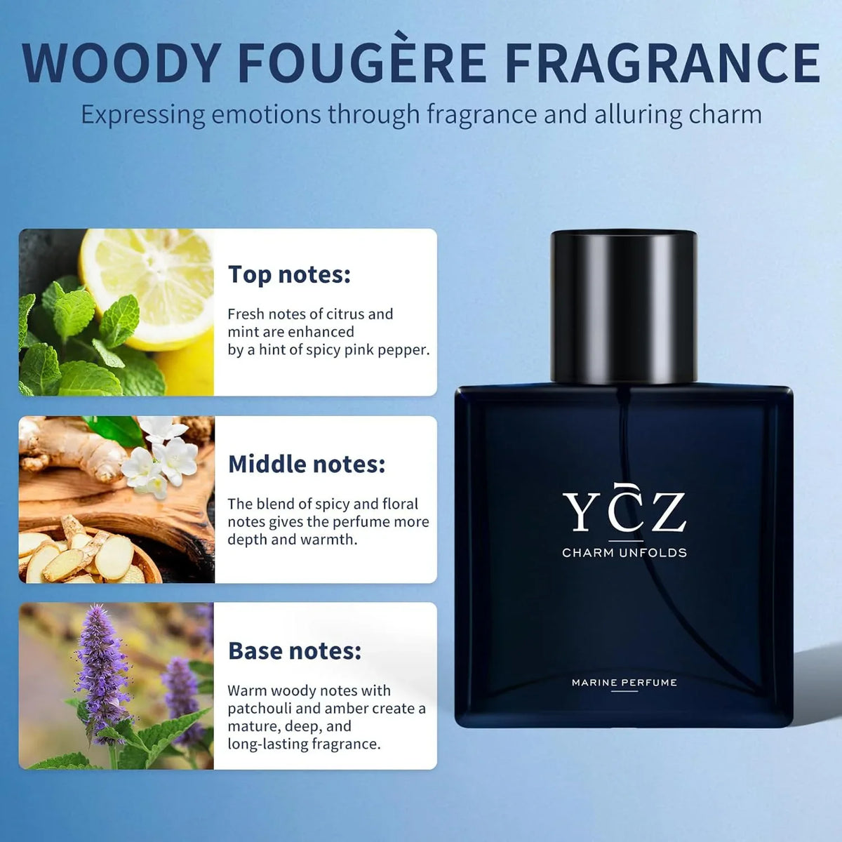 Perfume2026 Edition 50ml Unisex Marine Fragrance Long Lasting Woody Ocean Scent Gift Idea Fall