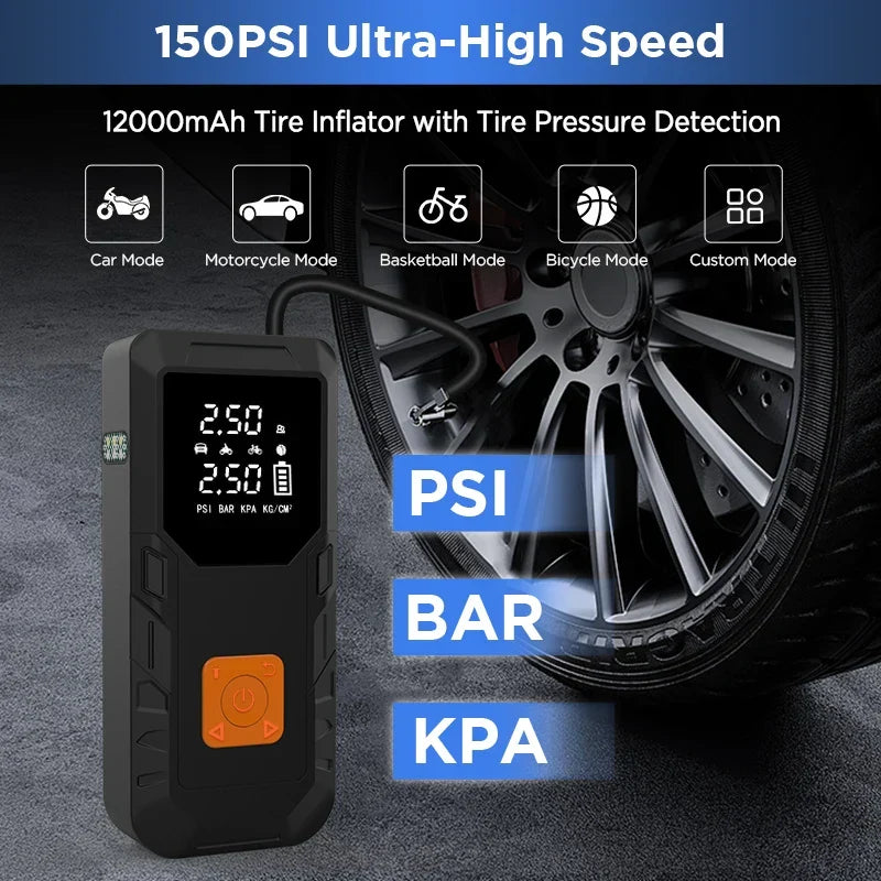 Car Jump Starter 4-In-1 Travel-Friendly Power Bank Air Compressor Fast-Charging 12V Emergency Starter Fall 2025 Gift