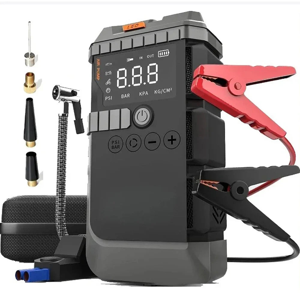 Car2025 Edition Jump Starter With Air Pump 3000A Peak Digital Tire Inflator 150 PSI Travel-Friendly Power Bank Fall