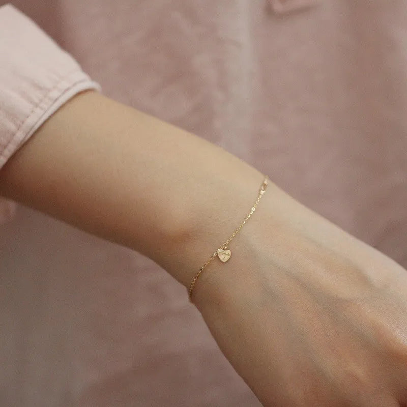 Heart Gold Bracelet 14K Plated 925 Silver Valentine's Gift