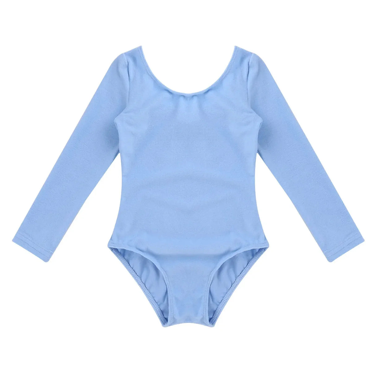 Plush girls' leotards - long sleeve solid color, polyester, for ballet and gymnastics training
