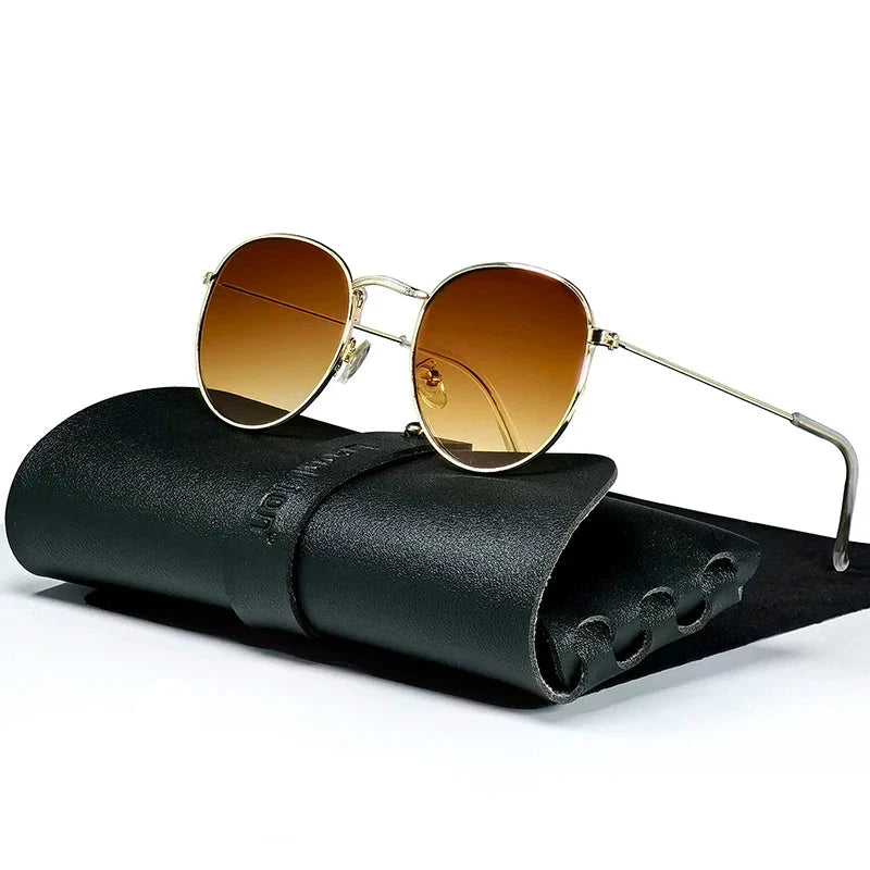 Round Retro Sunglasses for Men/Women Deluxe UV400 Metal Vintage Eyewear No Leather Case