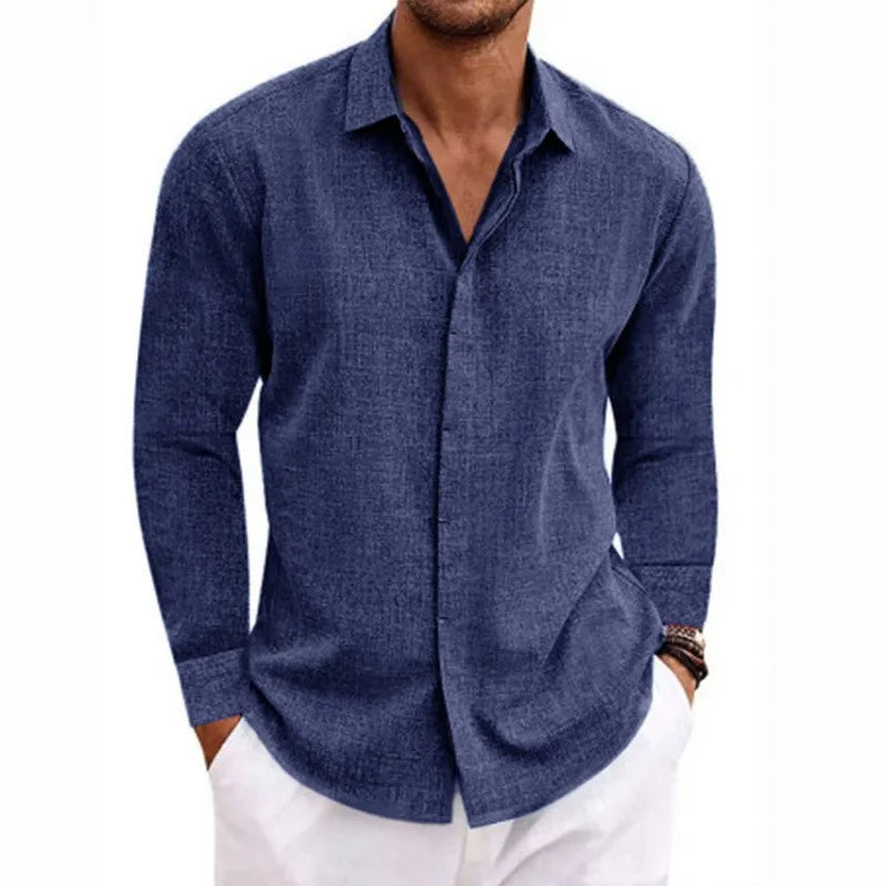 Loose Solid Color Casual Top for Plus Size Fashion – Men’s Long Sleeve T-Shirt