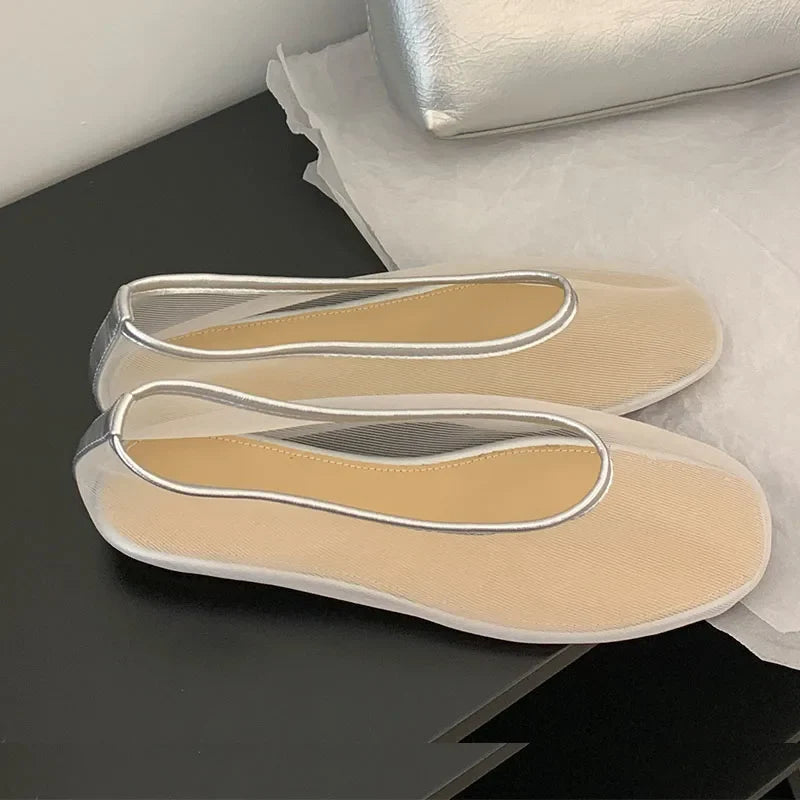 Light Women Ballet Flats - Shallow Slip On Mesh