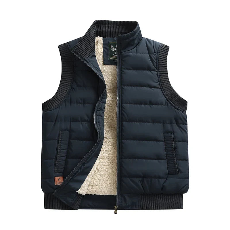 Men's Warm Puffer Vest - Quilted Slim, Lamb Velvet, Winter
