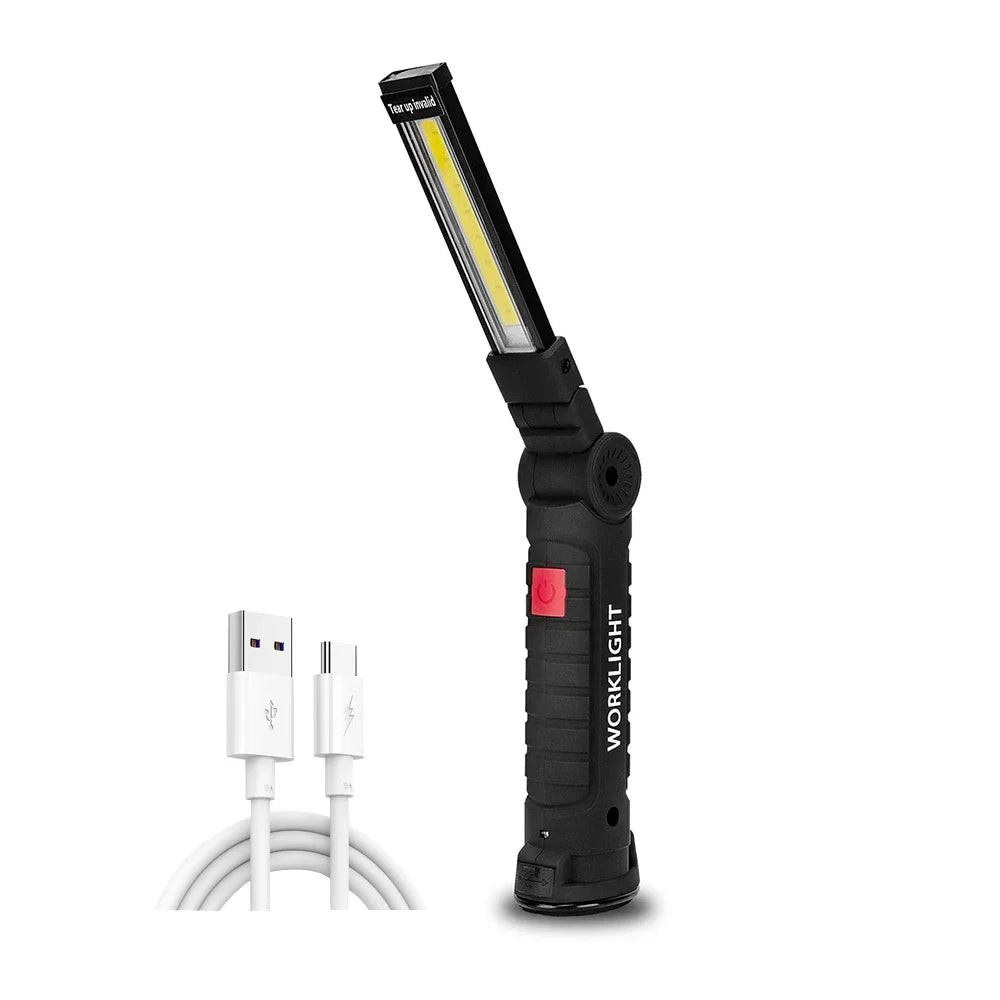 Battery-Powered Camping LED Flashlight Work Light - IP64 Water-Resistant, 5 Modes, Magnet & Hook for Night Work