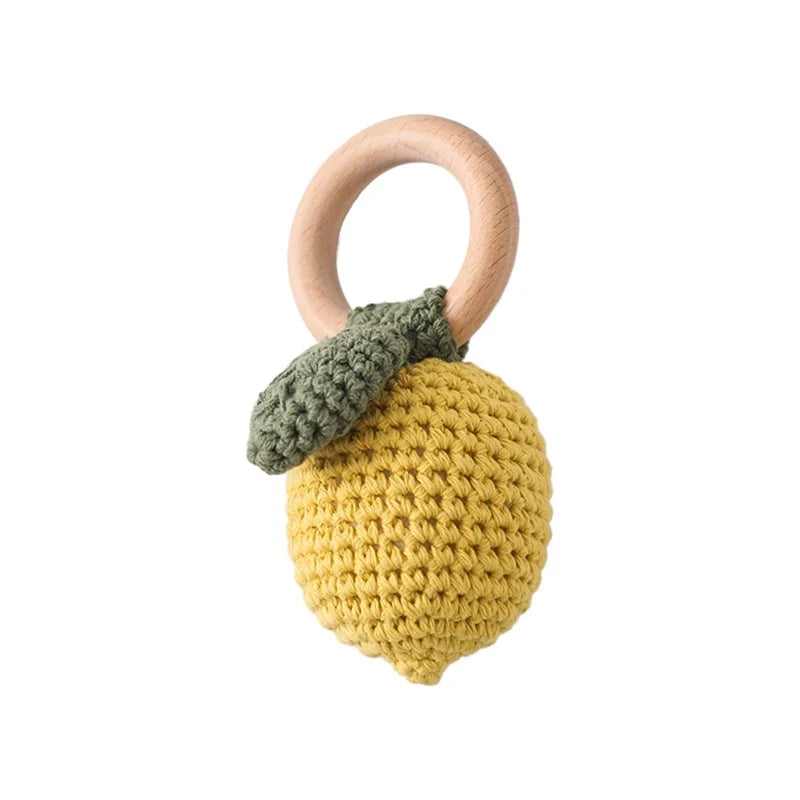 Bear Crochet Teether Rattle Ring Newborn Sensory Toys