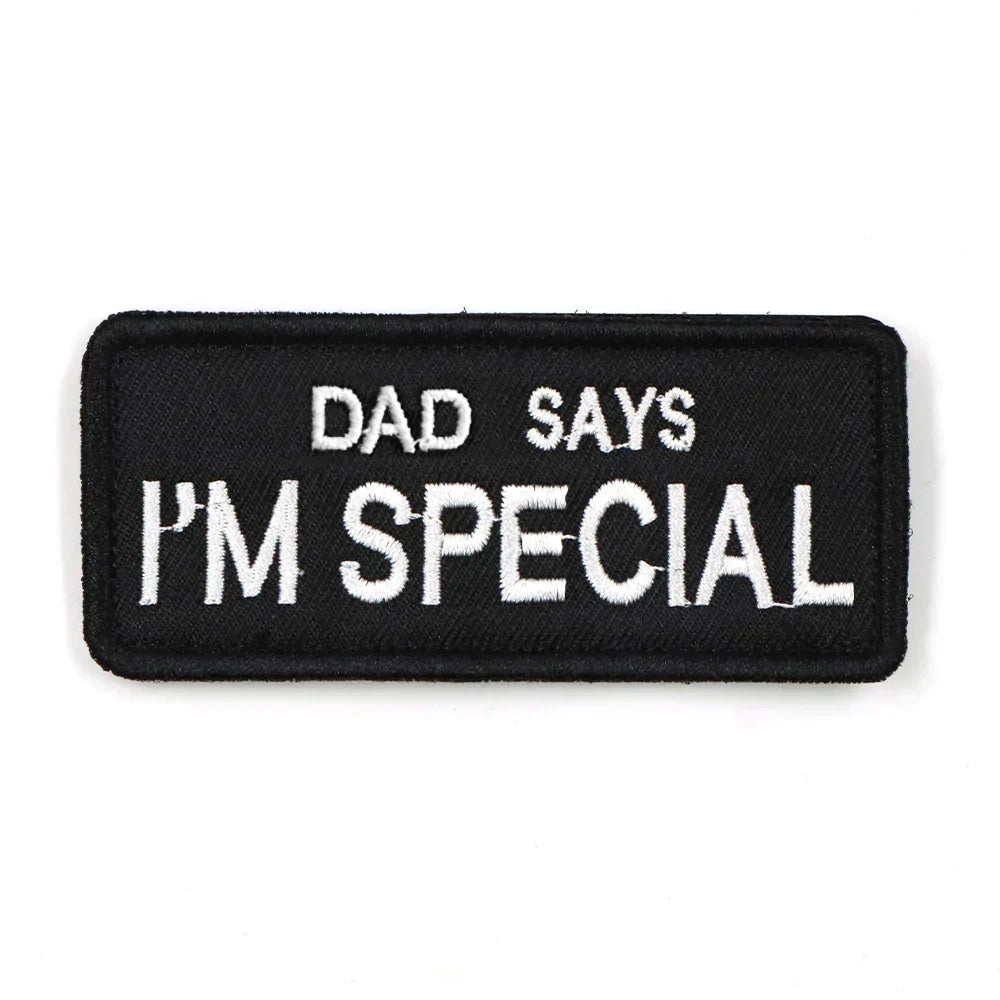 Dog2025 Edition Harness Patch Black With White Embroidery Dad Says Im Special Hook Loop Backing Fall