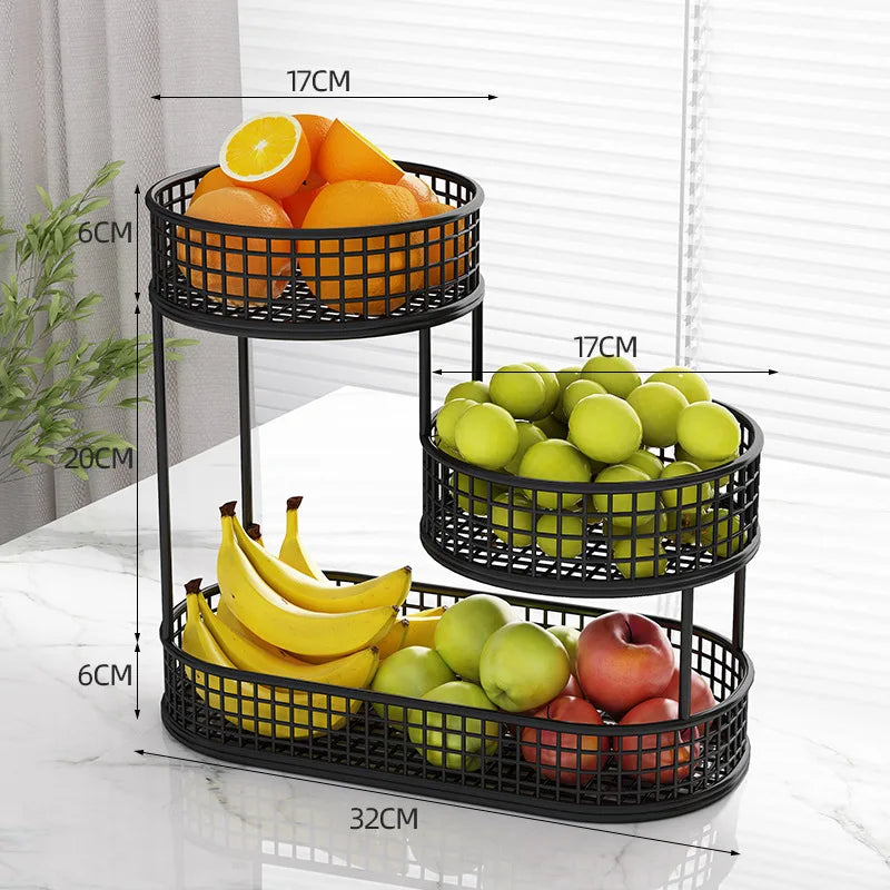 Fruit Basket Stand Three Tier Stainless Steel Mesh Organizer Fall 2026 Household Decor Space Saving