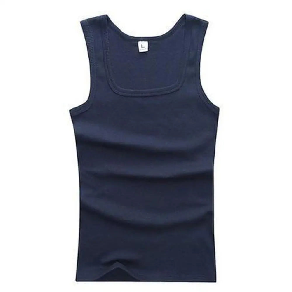 slash neck, casual fit, solid, summer knit vest – Breathable men's cotton tank top