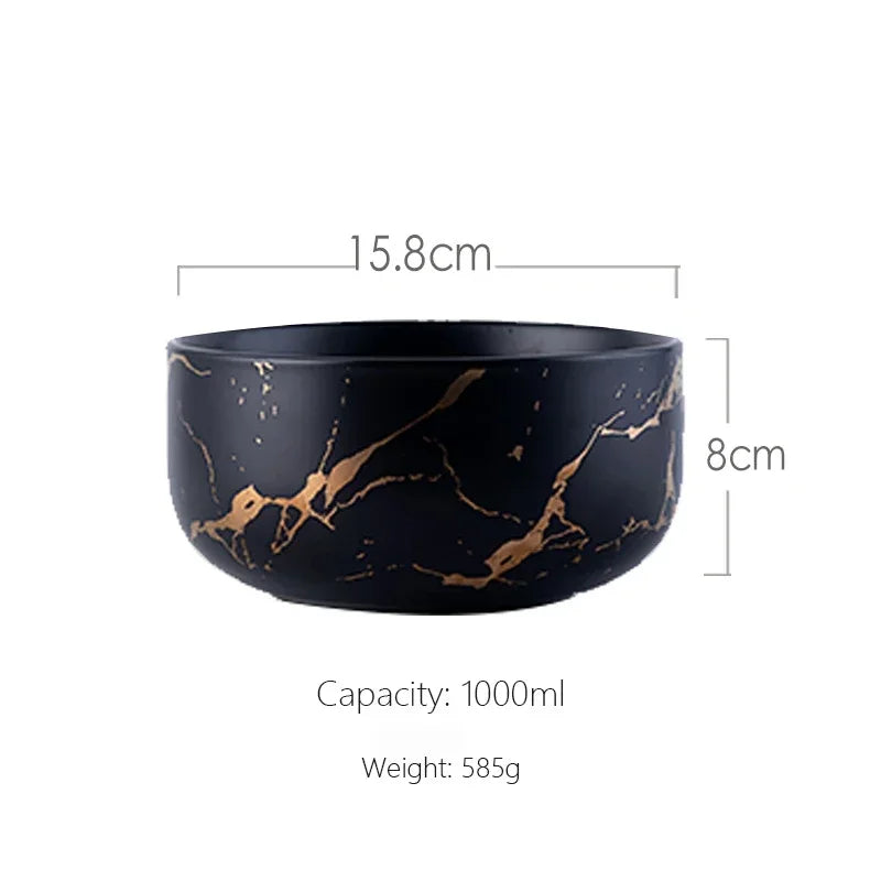Marble Ceramic Bowl Kit Scandinavian Tableware Minimalist
