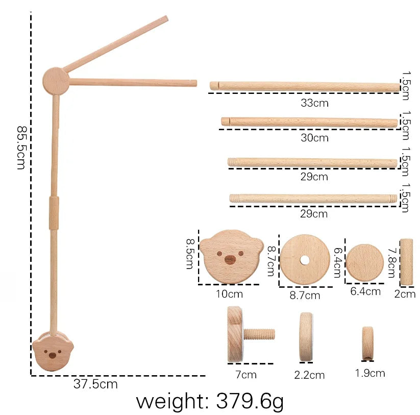 Wooden Baby Mobile Organic Wood Newborn Crib Mobile 0-12 Months Nursery Decor Newborn Gift 2025 Soothing Music