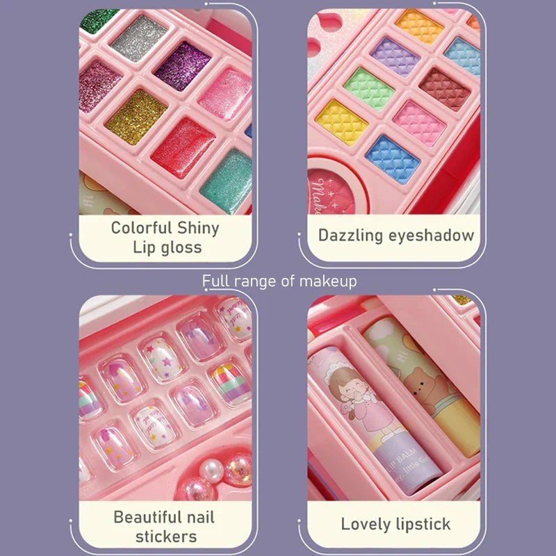 Kids2025 Edition Makeup Kit 49 Pcs Washable Cosmetic Case, Girls Toy Spa Kit, Birthday Gift, Back To School