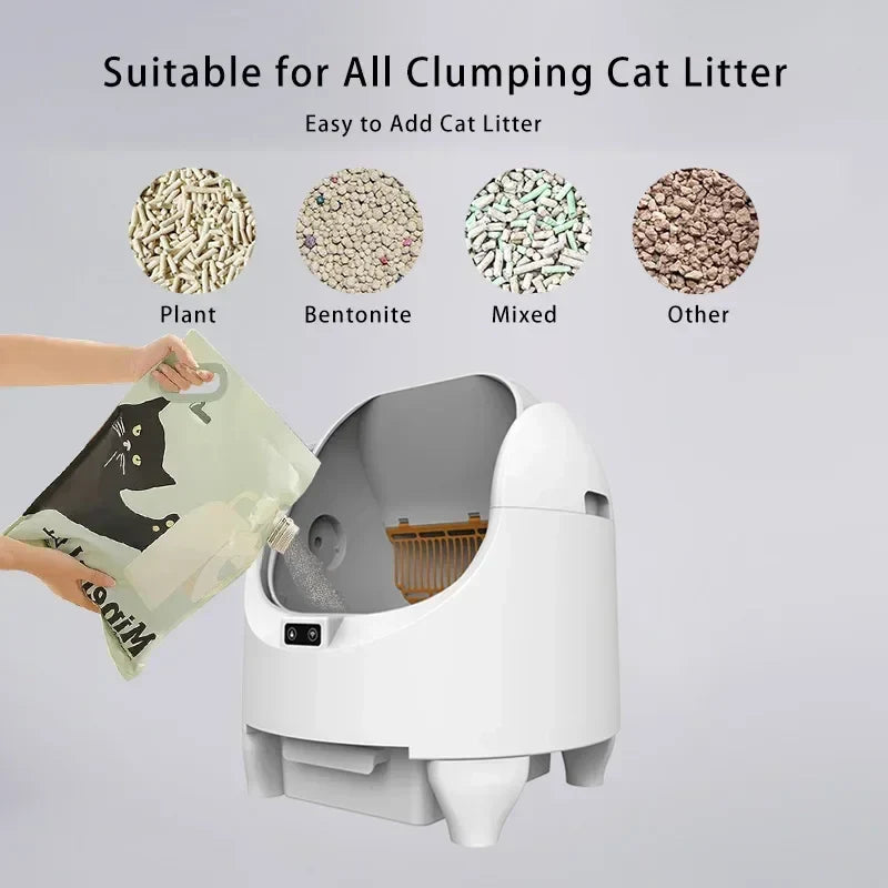 Automatic2025 Edition Cat Litter Box Self Cleaning With App Control Large Space Smart Toilet With Built In Stairs Safety Fall