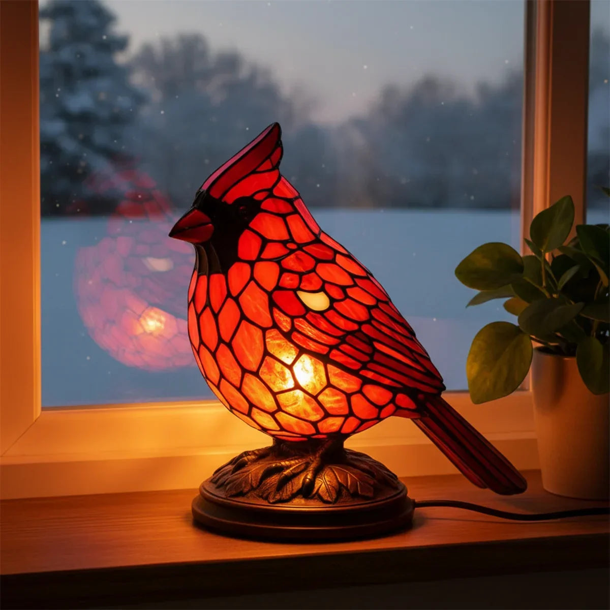 Lamp Cardinal Red Table Lamp Mosaic Night Light Usb Powered Gift 2025 Fall Decor