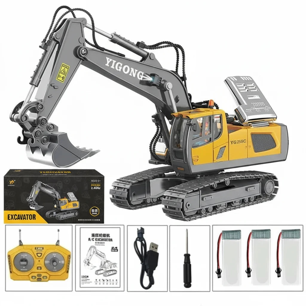 Remote Control Excavator Toy 4x4 Sturdy Alloy Construction Vehicle TikTok Viral Fall 2025 Kids Gift