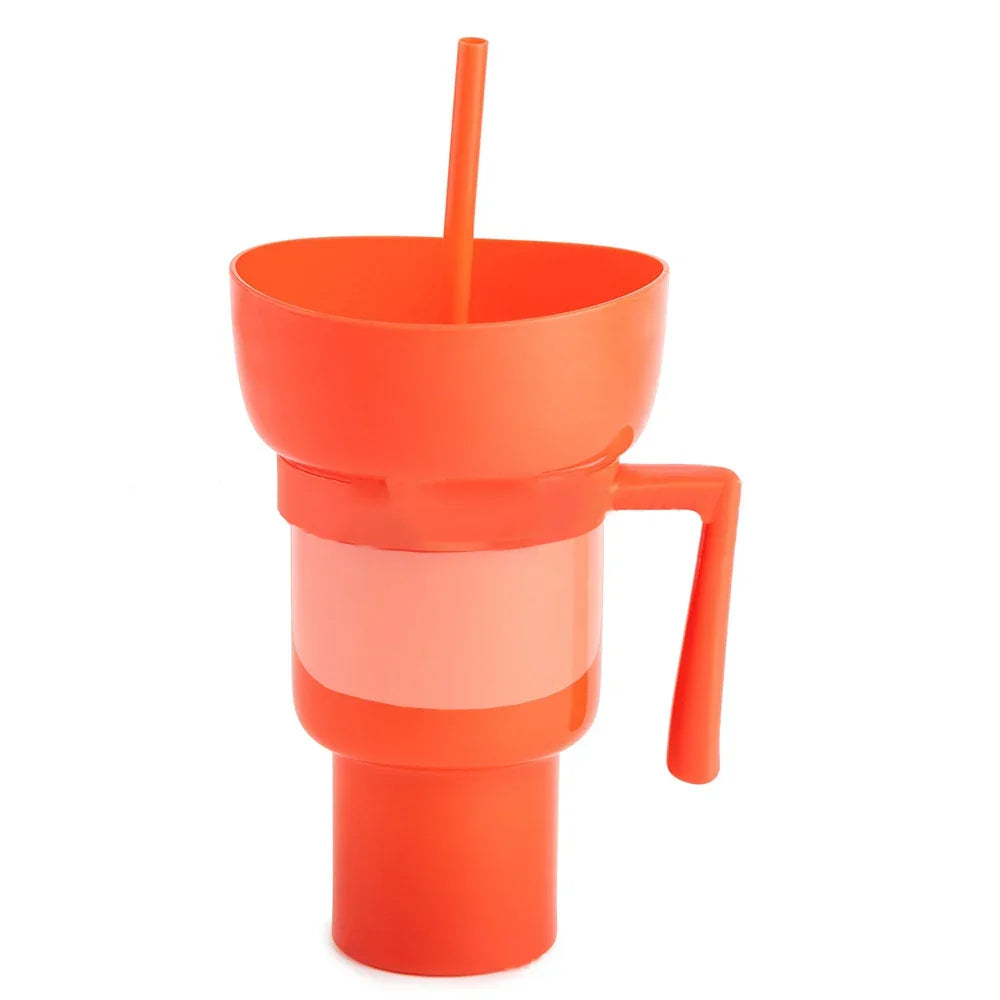Snack2025 Edition Cup 2 In 1 Snack Bowl Tumbler Splash Proof Leakproof Popcorn Stadium Cup Movie Night Fall