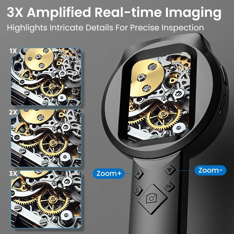 Digital Microscope 2.8-Inch IPS Screen Hand-Held, 1080P HD, 100X Zoom With 15 LEDs For PCB And Coin Examination